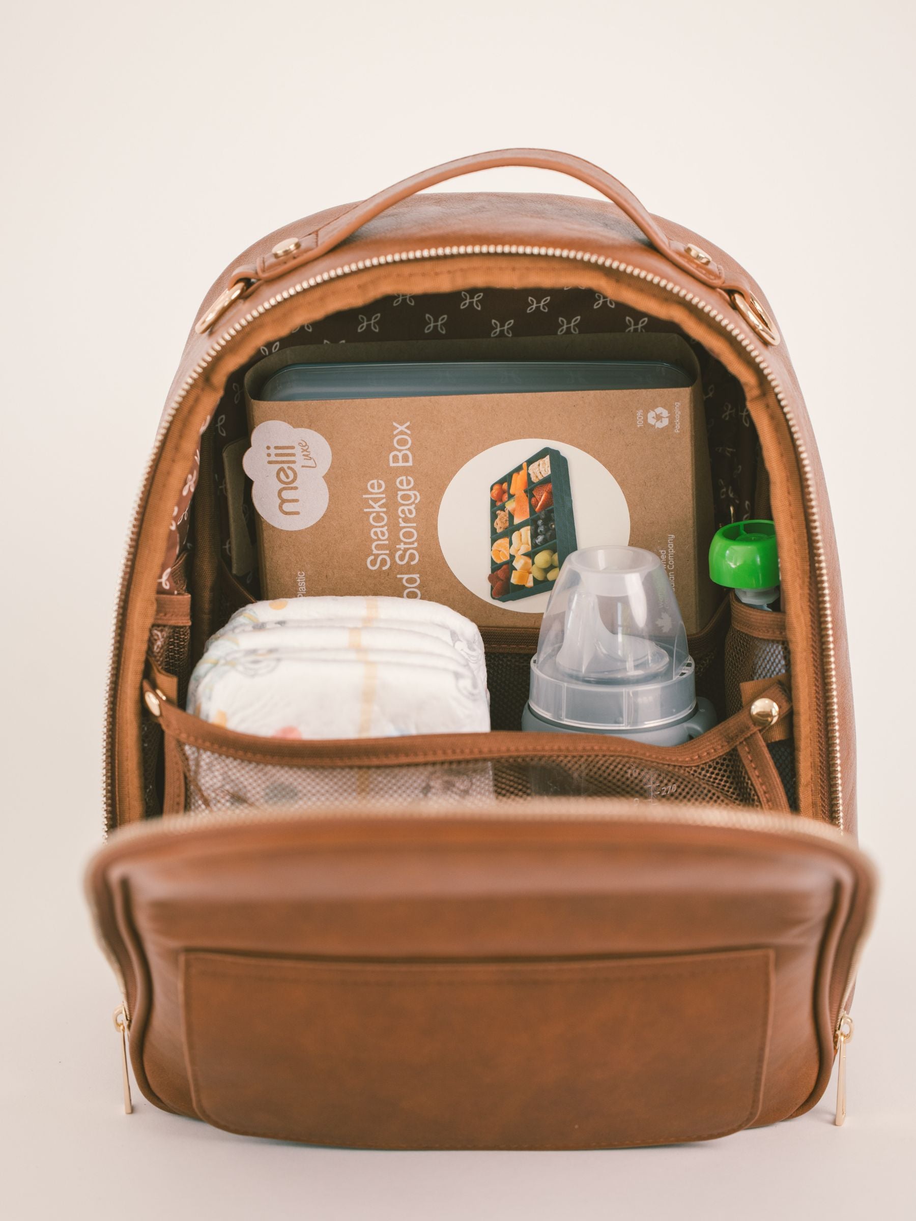brown leather backpack like the mom had in outdaughtered Higton Mae Diaper Bag | Instant Baby Wipe Access Backpack | Stylish Mom Bag | Black Leather Nappy Bag | Mini Diaper Bag