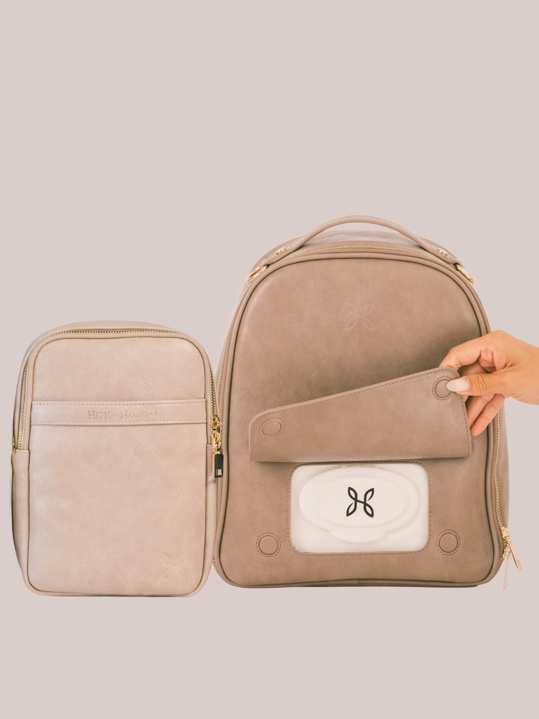 Mae Bag + Mini Mae Bundle | Navy Mae + Mauve Mini Mae | Diaper Bag Backpack Set Mom Bundle